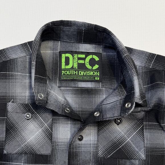 Dixxon Flannel Company Shirt Youth Small Black Gray Plaid Long Sleeve Snap - Picture 7 of 11